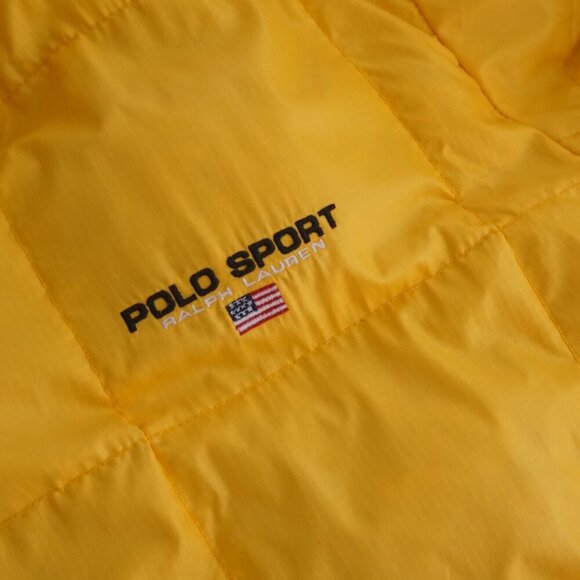 Vintage '90S Polo Ralph Lauren Bright Yellow Puffer Down Feather Winter Jacket L - Picture 10 of 15
